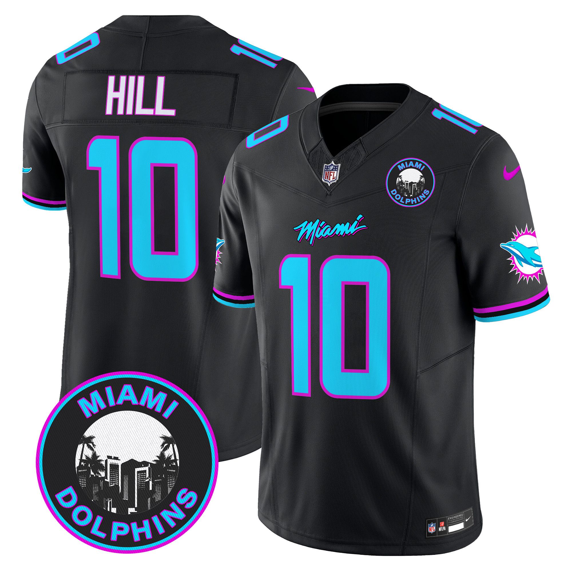 Men Miami Dolphins 10 Hill Black 2024 Nike Vapor Limited NFL Jersey style 1